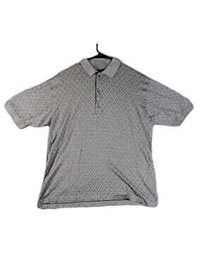 Bobby Jones Mens Medium Gray Geometric Pattern Polo Shirt 90s Italian VTG Golf